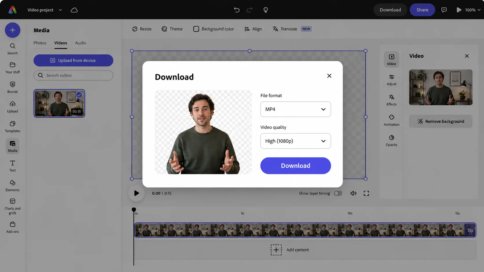 Adobe Express-style download dialog