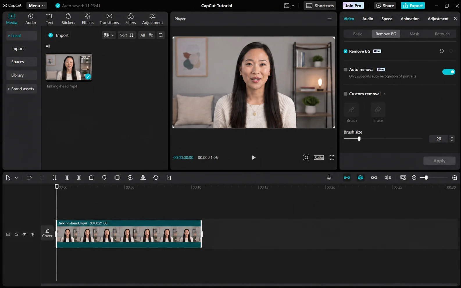 Remove BG controls in CapCut-style editor