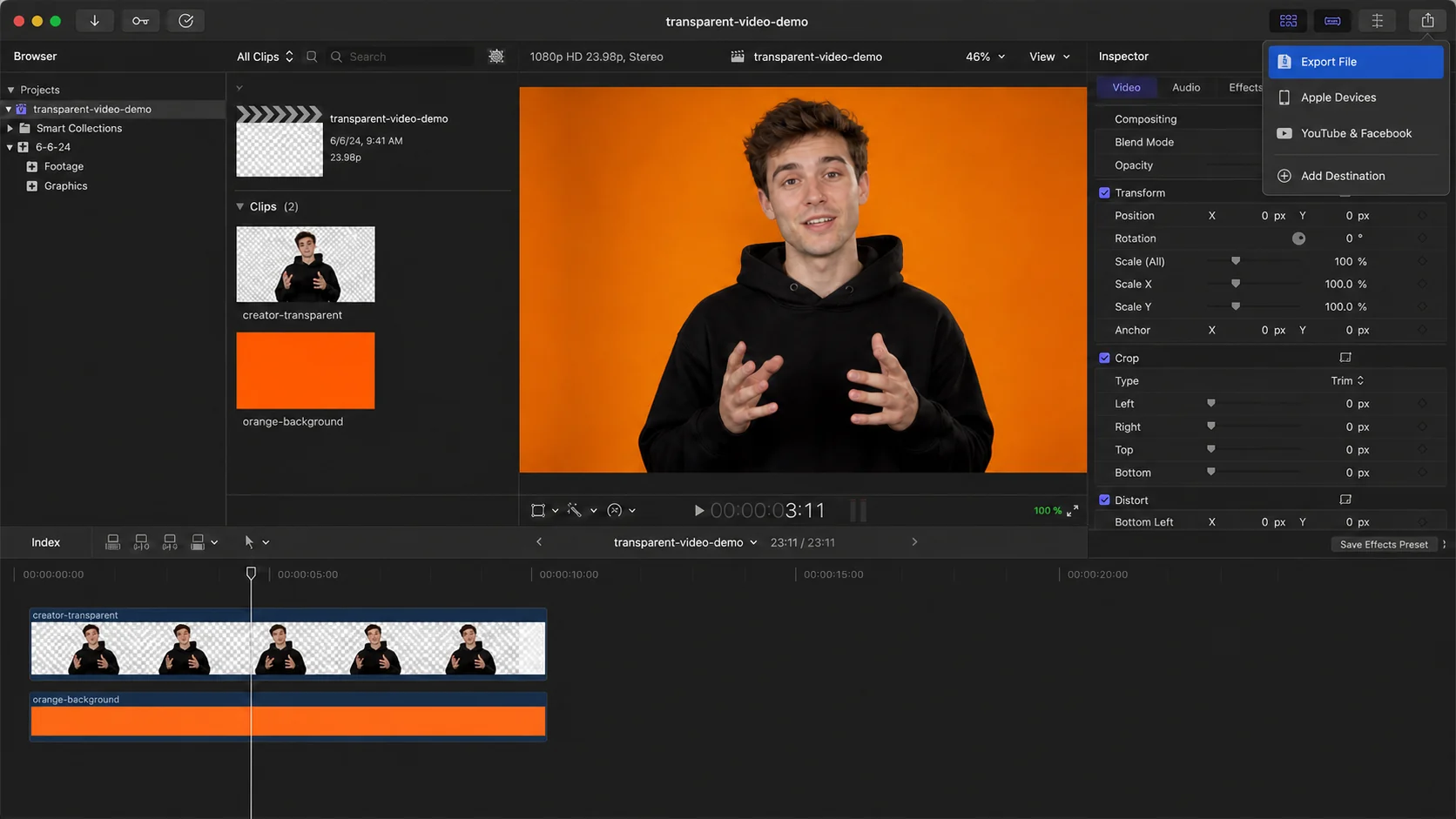 Final Cut Pro-style Share menu